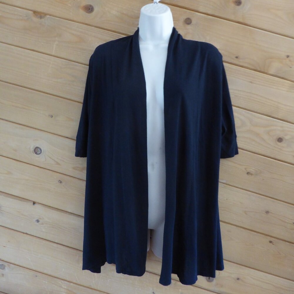 Express Black Wrap Open Front Short Sleeve Wrap Long Cardigan S